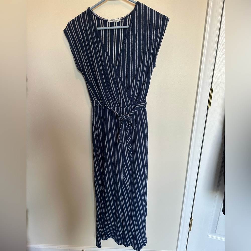 Caution to the wind cotton jumpsuit navy and white S